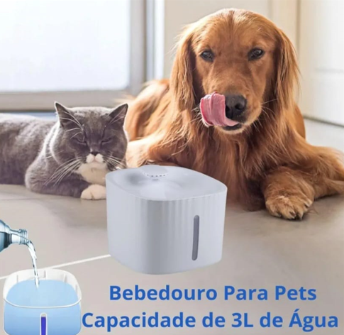 Fonte de água automática para cães e gatos, 3l, com Led