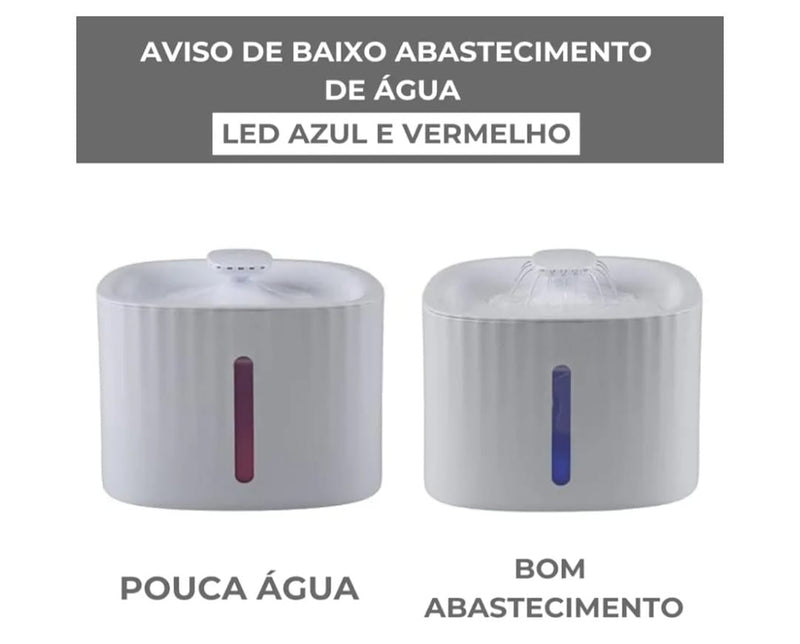 Fonte de água automática para cães e gatos, 3l, com Led